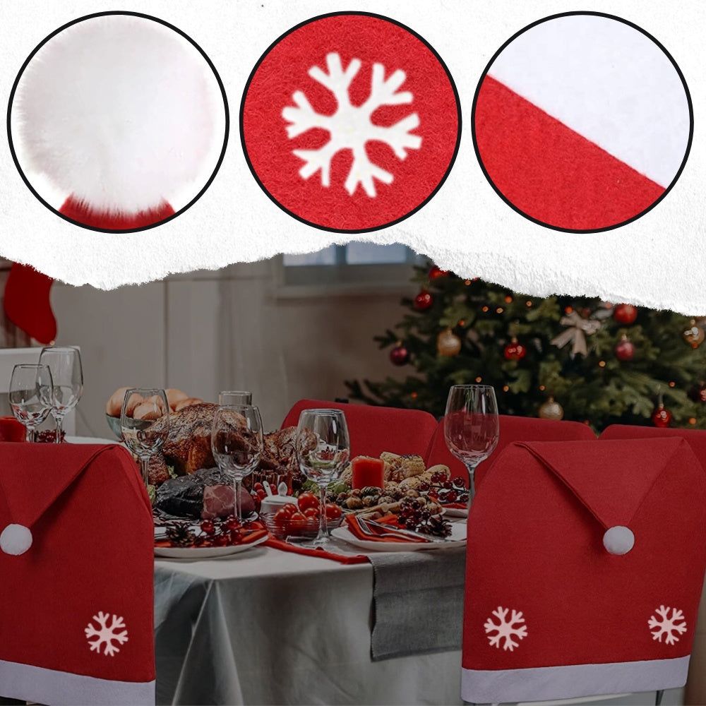 Pokrowce Świąteczne na Krzesła - Czapki Mikołaja (Zestaw 6 szt.)