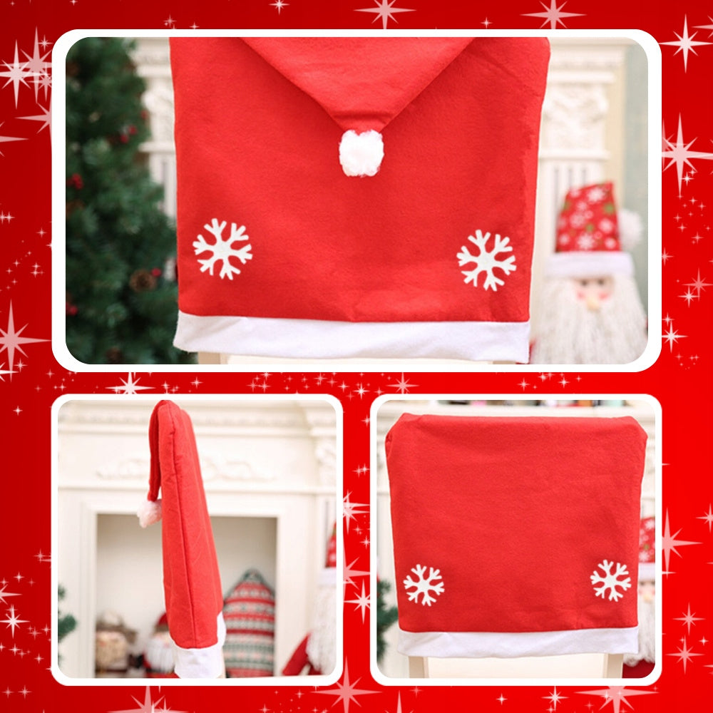 Pokrowce Świąteczne na Krzesła - Czapki Mikołaja (Zestaw 6 szt.)