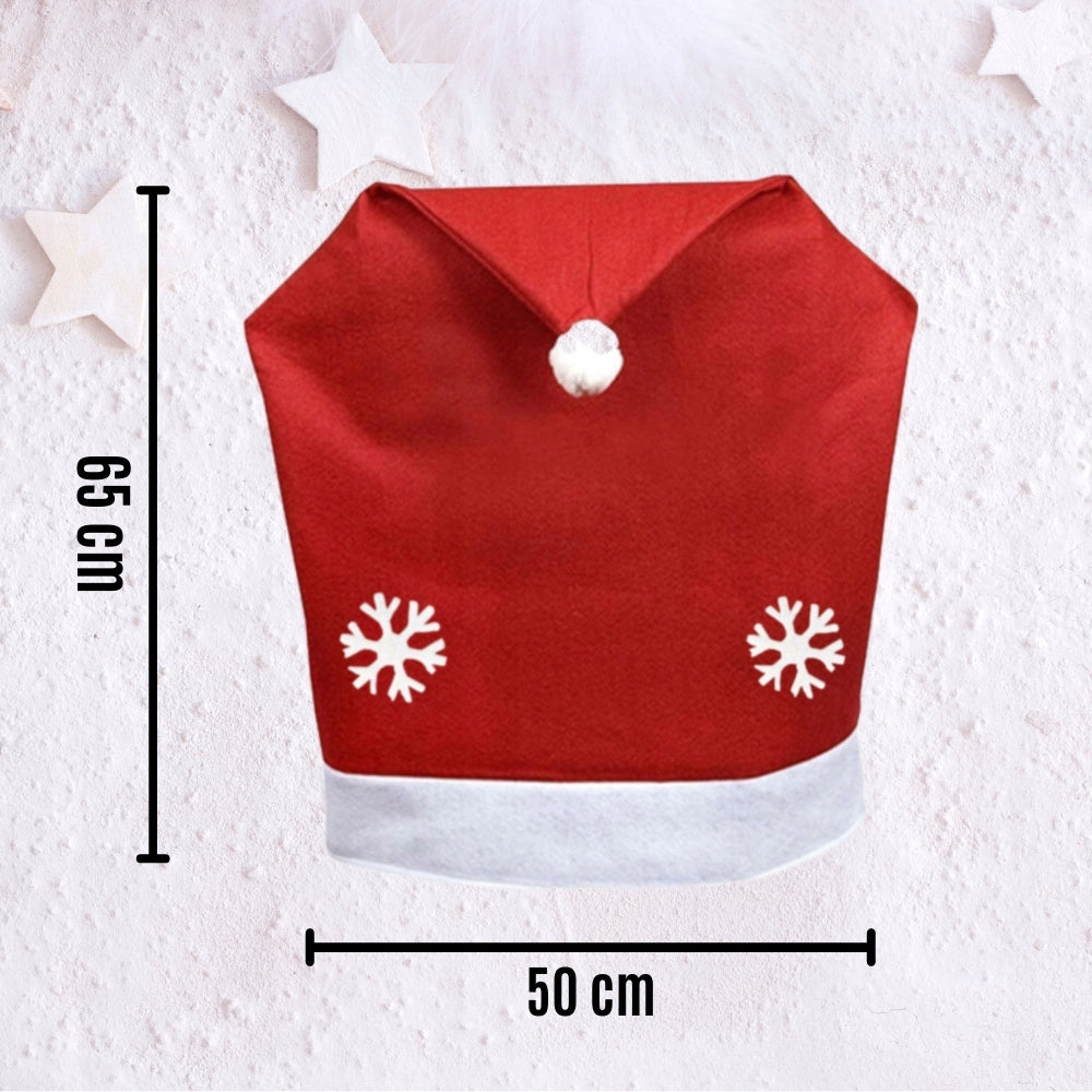 Pokrowce Świąteczne na Krzesła - Czapki Mikołaja (Zestaw 6 szt.)