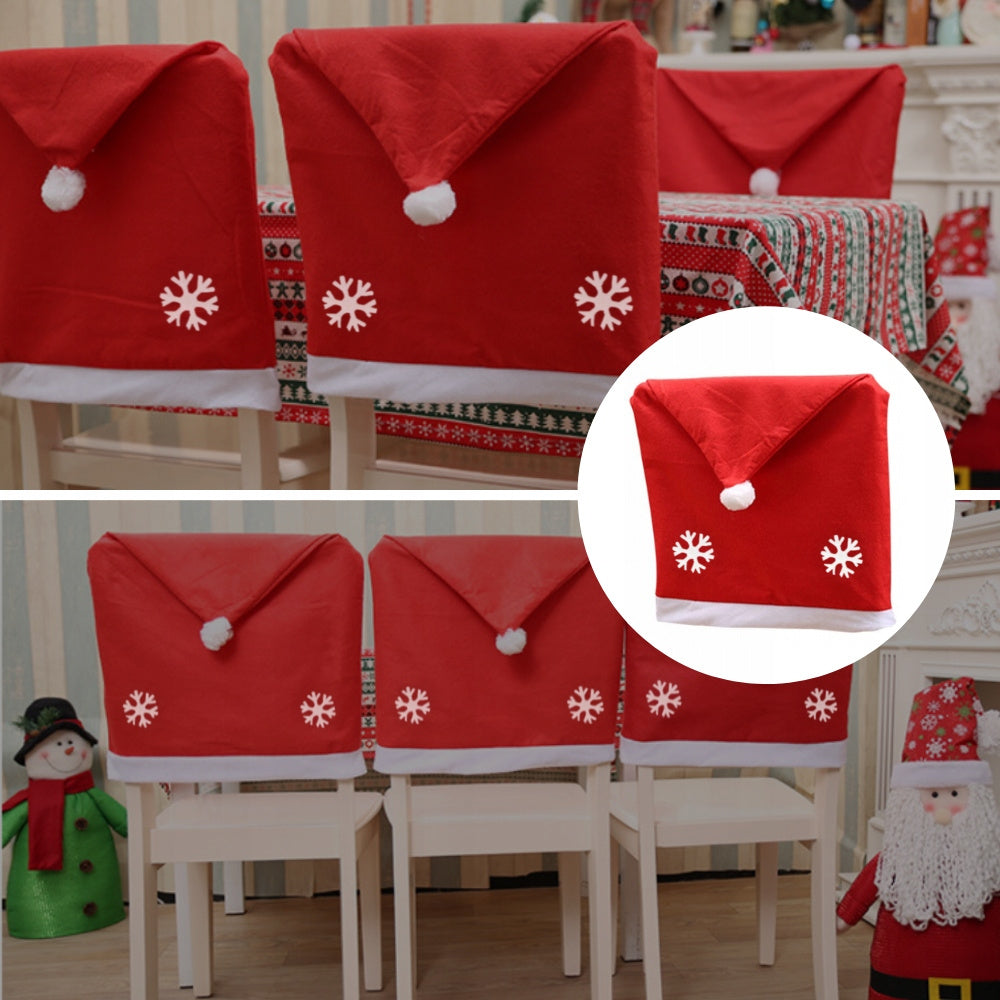 Pokrowce Świąteczne na Krzesła - Czapki Mikołaja (Zestaw 6 szt.)